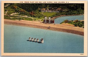 Power Plant and Dam Lake Murray Near Columbia South Carolina SC Postcard