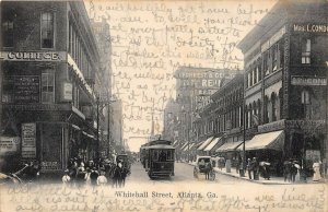 Atlanta Georgia 1908 Postcard Whitehall Street Trolley Streetcar Dentist College