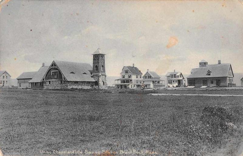 Brant Rock Massachusetts Union Chapel Life Saving Station Postcard J59889