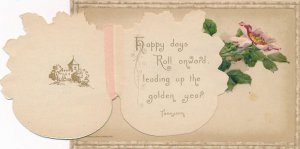 New Years Day Greetings - Flower Vase - Card on Postcard - John Winsch - DB