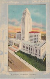 Greetings From California Los Angeles City Hall Blue Border