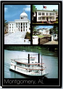 VINTAGE CONTINENTAL SIZE POSTCARD MULTIPLE SCENES AT MONTGOMERY ALABAMA