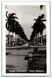 Colon Panama Postcard Centennial Walk c1940's Unposted Vintage RPPC Photo