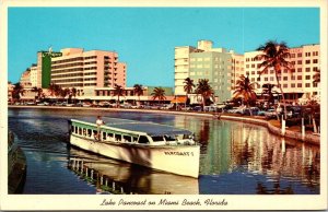 Vtg Miami Beach Florida FL Sight Seeing Boat Lake Pancoast 1950s View Postcard