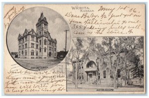 1906 Post Office High School Exterior Building Wichita Kansas Vintage Postcard