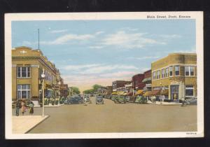 PRATT KANSAS DOWNTOWN MAIN STREET SCENE OLD CARS VINTAGE POSTCARD