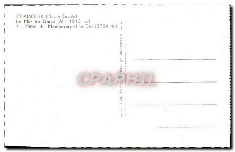 Modern Postcard Chamonix The Sea of ​​Ice Hotel Montenvers and Dru