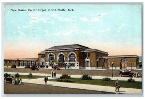 North Platte Nebraska NE Postcard New Union Pacific Depot Cars Creston IA 1962