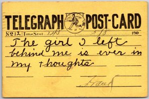 1907 Telegraph Postcard The Girl I Left Behind Is Ever In My Thoughts Postcard