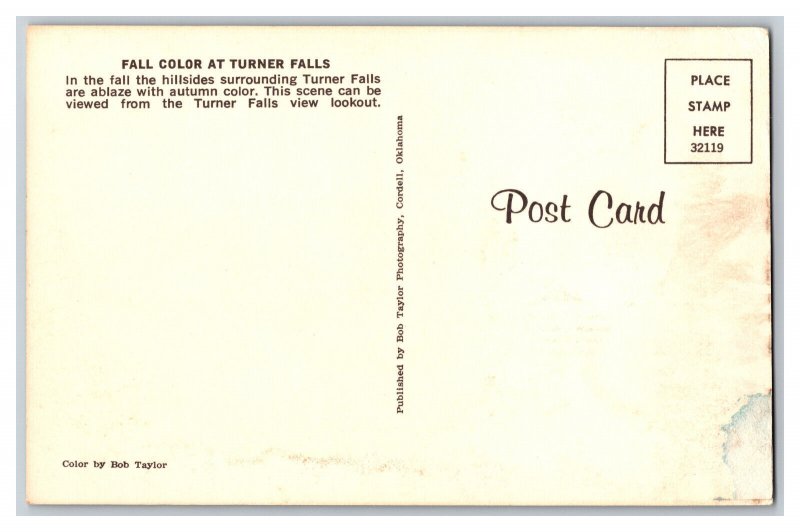 Postcard OK Fall Color Turner Falls Oklahoma Vintage Standard View Card 