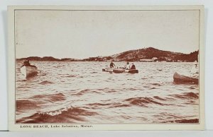 Maine Long Beach Lake Sabattus with Boats, Canoe on Water Postcard P19