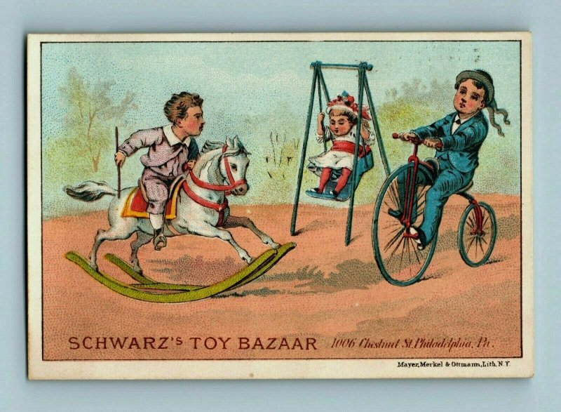 1870's-80's F.A.O Schwarz's Toy Bazaar Children Rocking Horse Swing P157