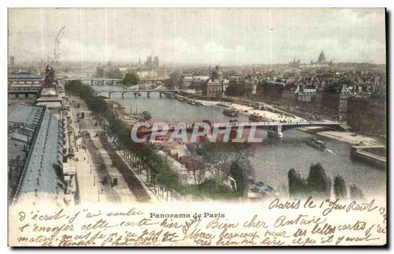 Old Postcard Panorama of Paris
