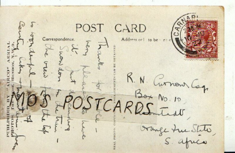 Genealogy Postcard - Curnow? - Kronstadt - Orange Free State - S Africa - 6924A
