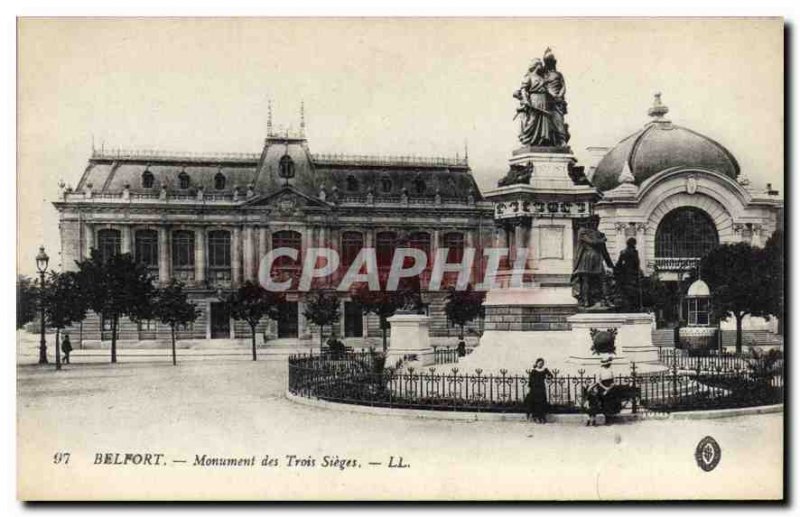 Old Postcard Belfort Monument Three Seats