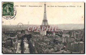 Postcard Old Paris Panorama taken from the Arc de Triomphe Etoile Eiffel Tower