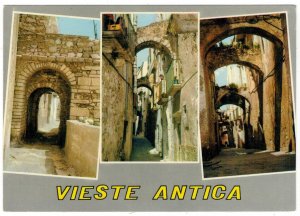 Italy 1970 Unused Postcard Apulia Vieste Old Town Streets