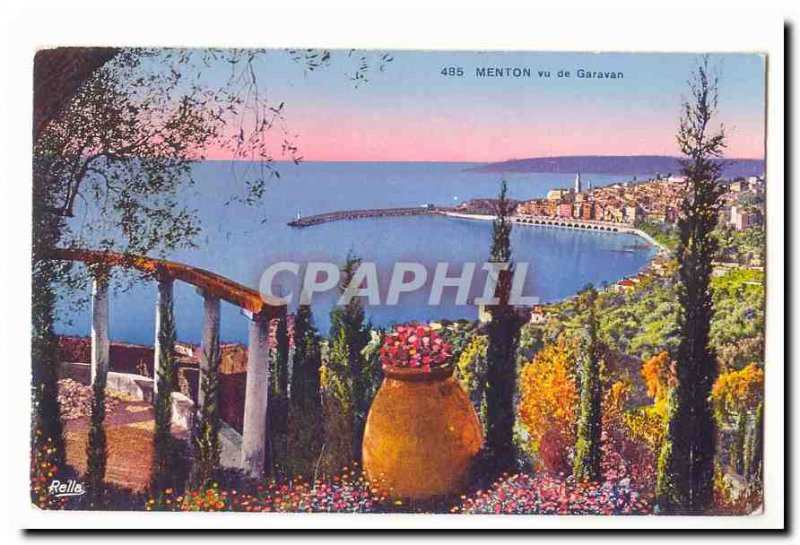 Menton Garavan saw Old Postcard