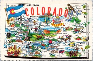 Postcard Map Colorado - Greetings from - map of tourist destinations
