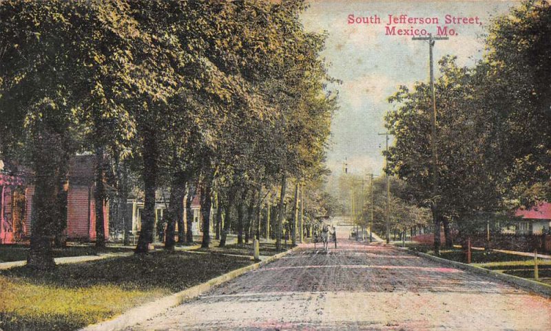 Mexico Missouri South Jefferson Street, Color Lithograph Vintage Postcard U8971