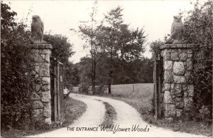 RPPC Entrance to Wildflower Woods, Rome City IN Vintage Postcard V71