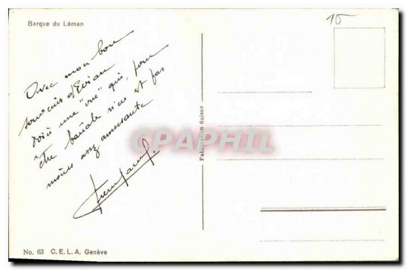 Old Postcard Barque du Leman boat