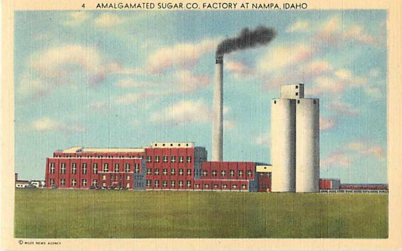 Amalgamated Sugar Factory at Nampa Idaho ID Linen Postcard