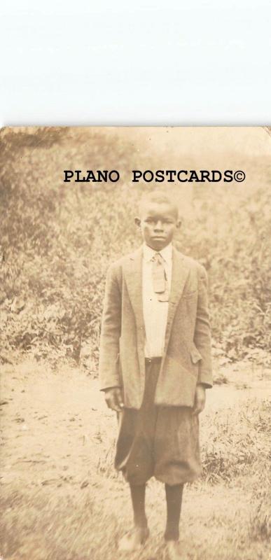 AFRICAN AMERICAN YOUNG BOY RPPC REAL PHOTO POSTCARD