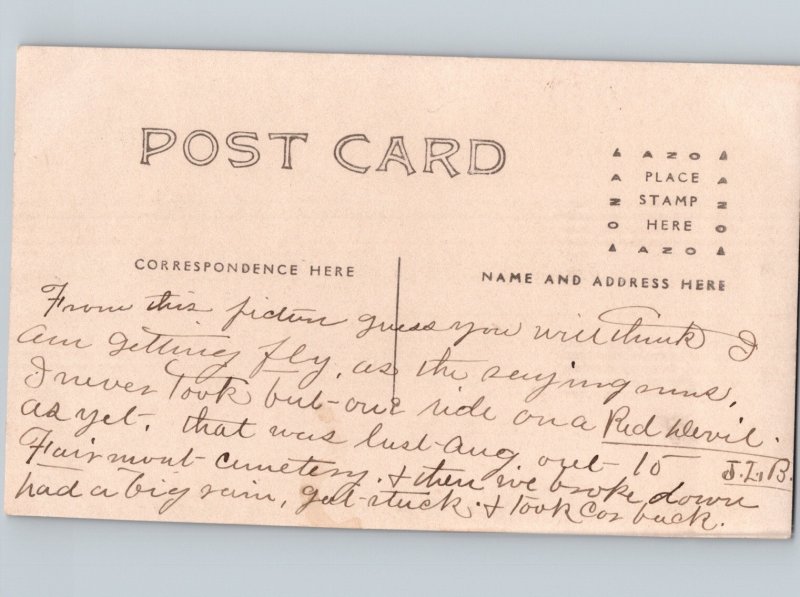 c1910 Dapper Man Studio Prop Car Pikes Peak To Denver Colorado CO RPPC Photo