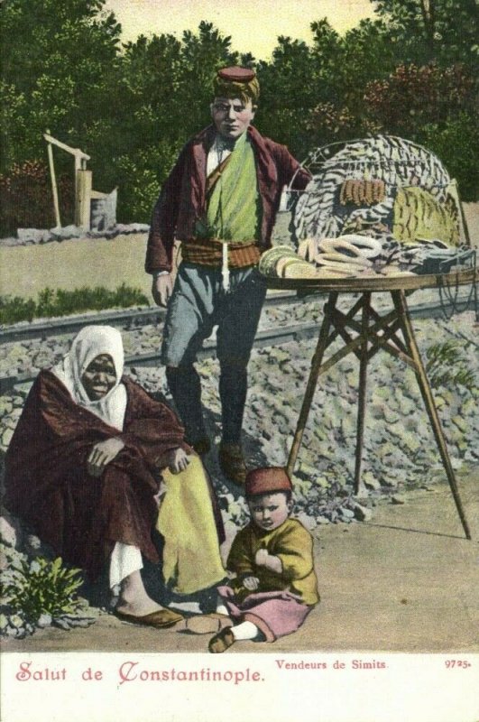 turkey, CONSTANTINOPLE, Simit Seller, Vendeurs de Simits (1899) Postcard