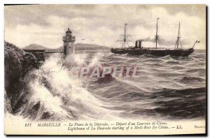 Old Postcard Marseille Lighthouse Desirade Departure of A China Mail Boat