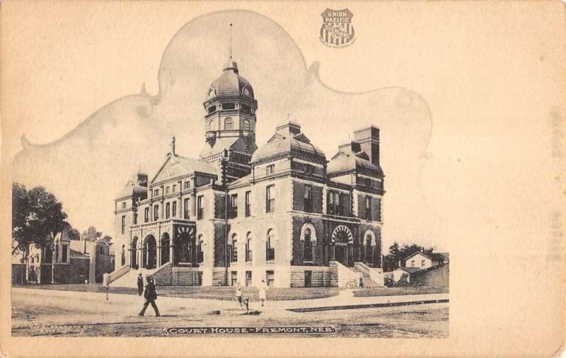 Fremont Nebraska Court House Exterior Street View Antique Postcard K18366