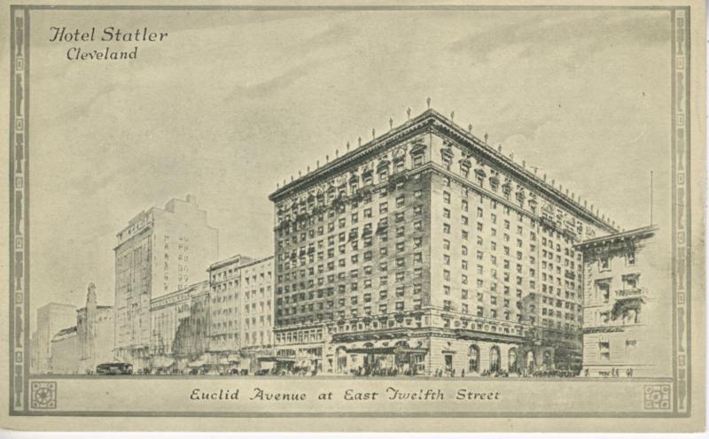 Hotel Statler ~Cleveland OH Ohio ~ Euclid Avenue at East Twelfth St.  Postcard