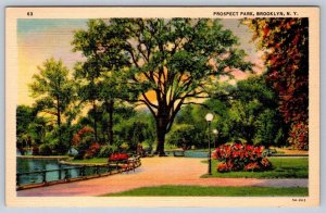 Prospect Park, Brooklyn, New York, Vintage Linen Curt Teich Postcard