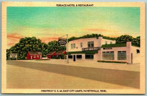 Terrace Motel and Restaurant Fayetteville Tennessee TN Linen Postcard J2