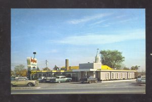 DEDHAM MASSACHUSETTS HARTMAN'S RESTAURANT VINTAGE ADVERTISING POSTCARD CARS
