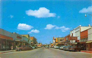 Main Street Cars Kingsville Texas 1950s postcard