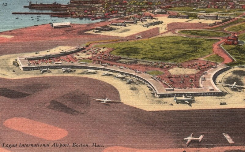 Vintage Postcard 1930's Logan International Airport Boston Massachusetts MA