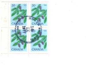 #718 Definitive, Corner Block of Four Canada Stamps, 1979