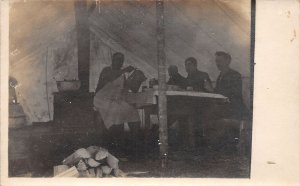 J59/ Interesting RPPC Postcard c1910 Interior Camp Tent Wood Stove 36