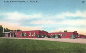 Vintage Postcard 1930's Kerbs Memorial Hospital St. Albans Vermont Riverside Pap