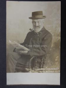 Studio Portrait GENTLEMAN SMOKING A PIPE c1905 RP by The Shadow Catchers Co.