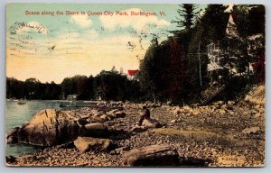 Rocky Shore Queen City Park Burlington Vermont C1914 Postcard P16