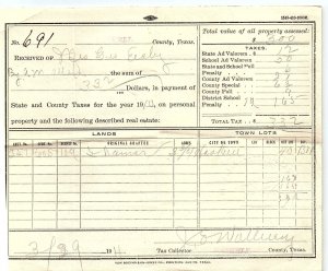 1910 HASKELL COUNTY TEXAS TAX RECEIPT EMBOSSED COUNTY STAR SEAL BILLHEAD Z5207