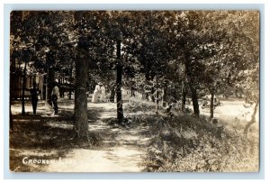 1913 Crooked Lake And Trees Wolcottville Indiana IN RPPC Photo Antique Postcard