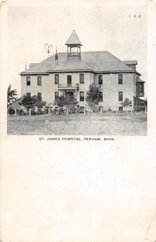 D74/ Perham Minnesota Mn Postcard 1907 St James Hospital Building