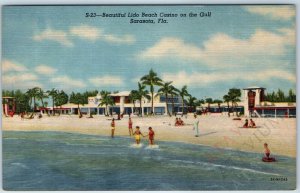 1952 Sarasota, FL Lido Beach Casino Gulf Art Linen Photo Teich M.E. Russell A210