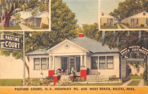 Biloxi Mississippi Pastime Court Cottages Multi-View Linen Vintage PC U4551