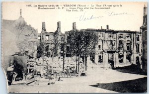 Postcard - Armes Place after the Bombardment, La Guerre - Verdun, France