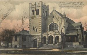 c1910 Hand-Colored Postcard Park Congregational Church Greeley CO Unposted